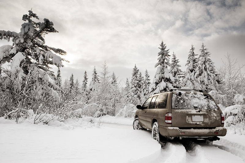 winter, snow, SUV, winter landscape, trees, preparing vehicles for the winter